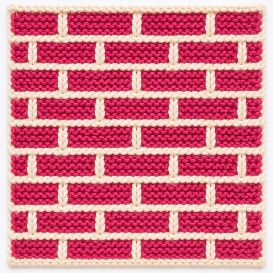 Point de brique au tricot : illustration du point