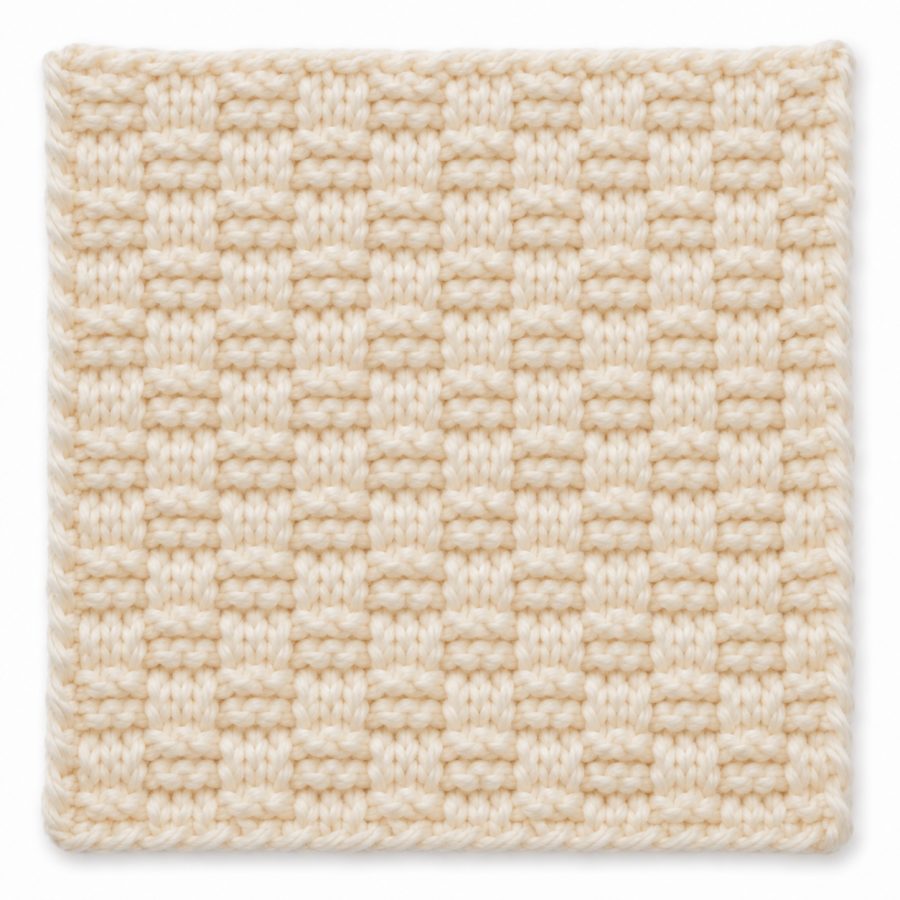 Point de riz double au tricot : illustration du point