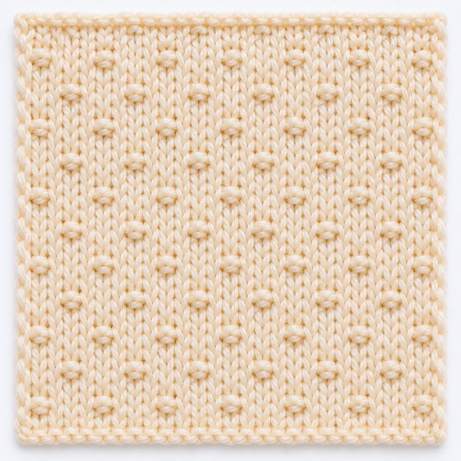 Point de riz espacé au tricot : illustration du point