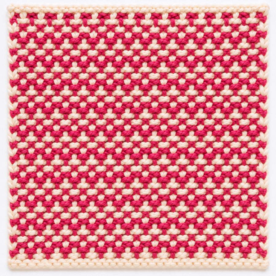 Point de toile bicolore au tricot : illustration du point