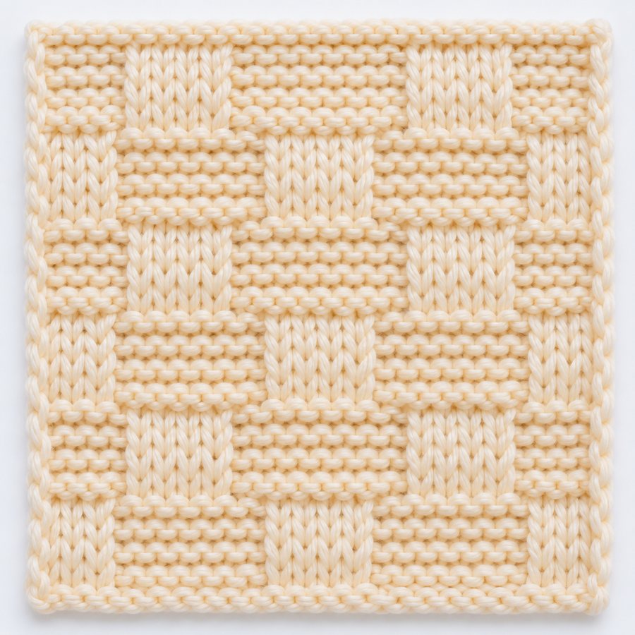 Point de vannerie au tricot : illustration du point