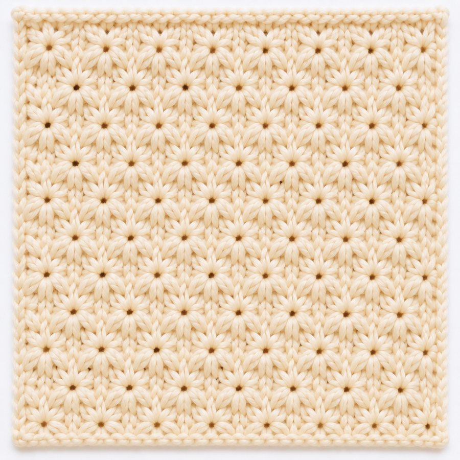 Point étoile au tricot : illustration du point