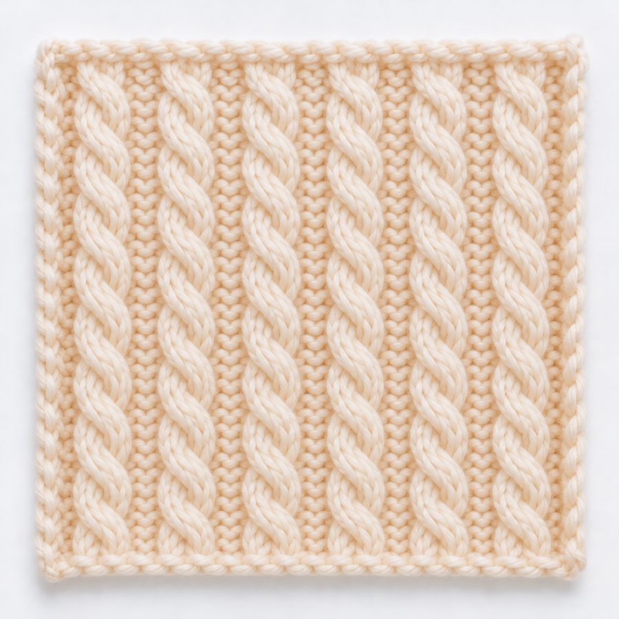 Torsade simple 4 mailles au tricot : illustration du point