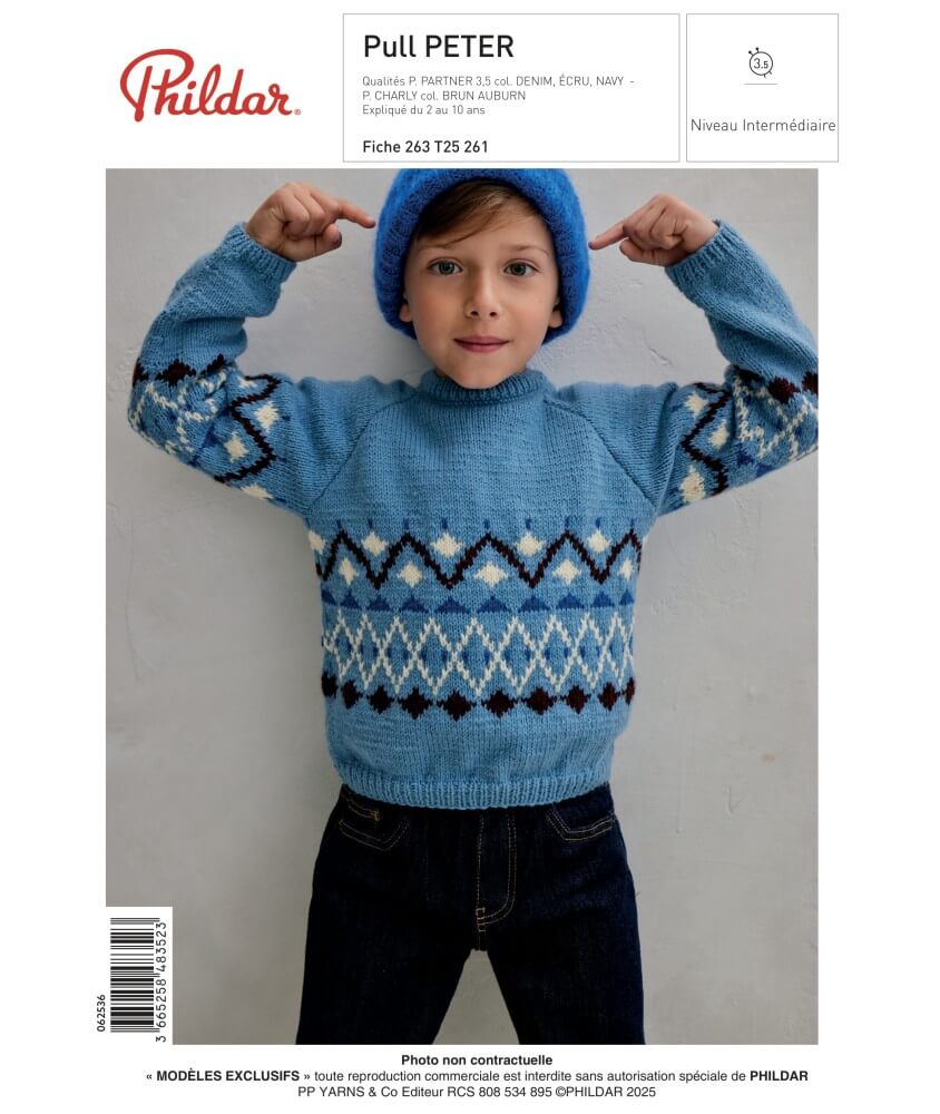 Pull PETER Phildar enfant à tricoter