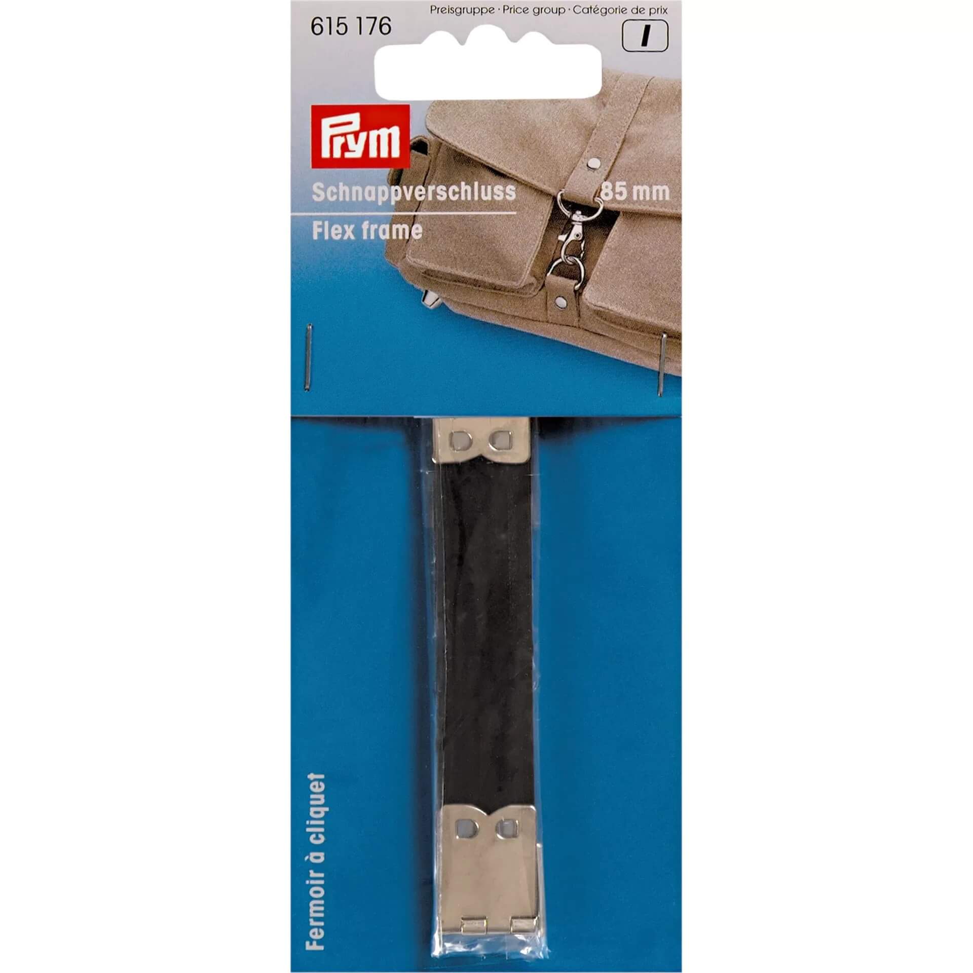 Fermoir &agrave; cliquet Prym 85mm bleu argent pour sac &agrave; main fermeture pression