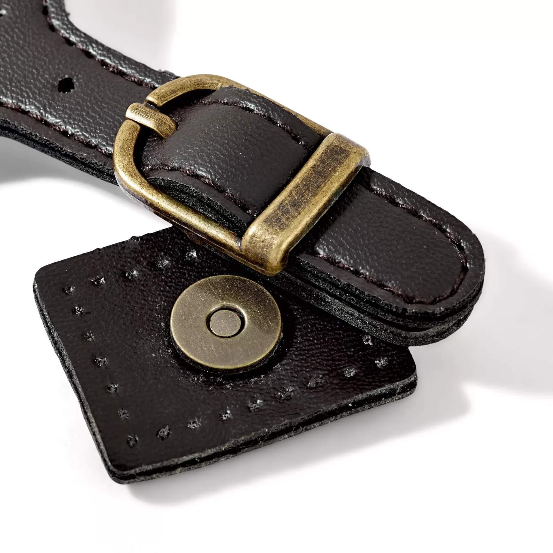 Fermoir Prym 416485 en situation sur sac &agrave; main fait main finition laiton vintage