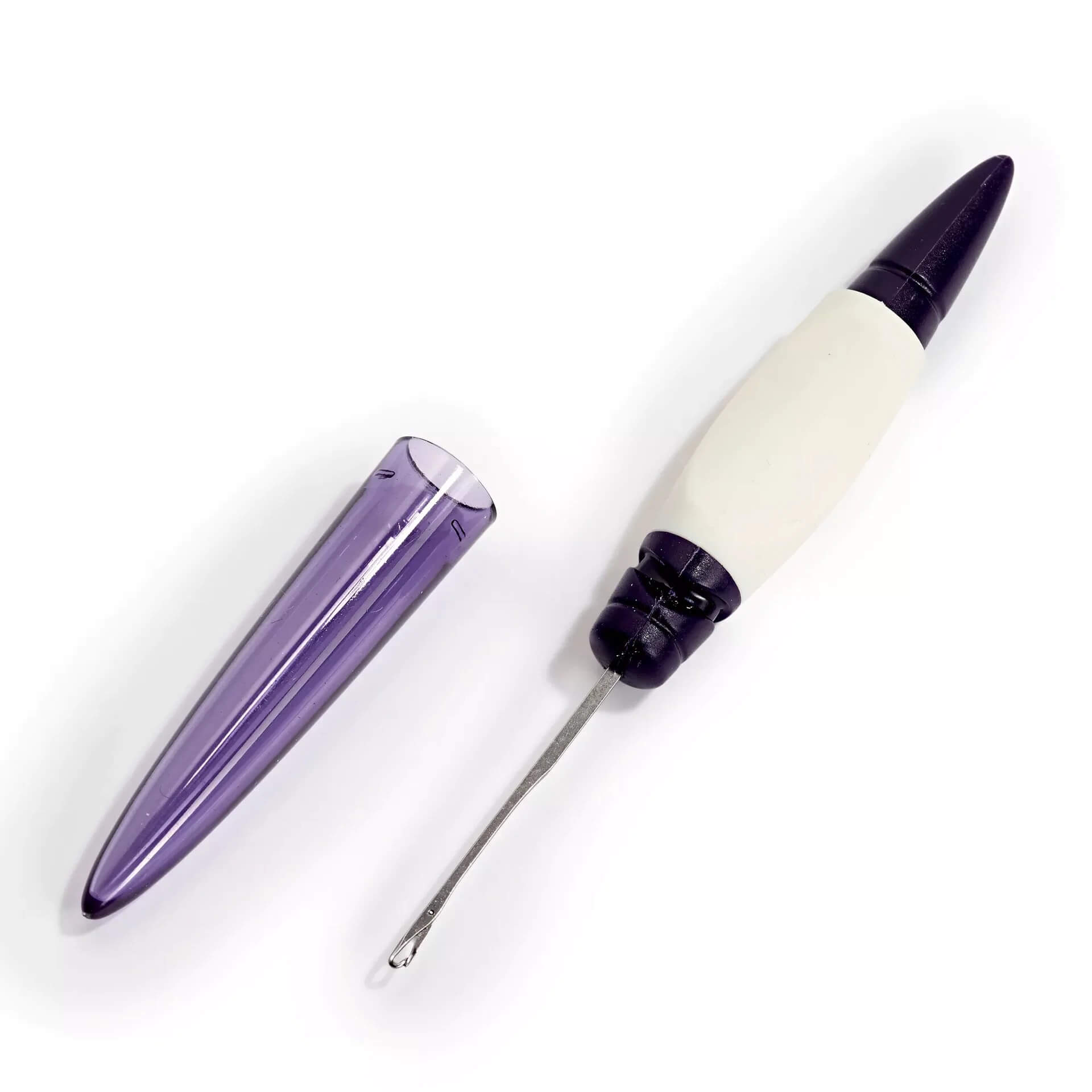 Remailleur Prym prym.ergonomics violet d&eacute;tail crochet m&eacute;tal maille tomb&eacute;e