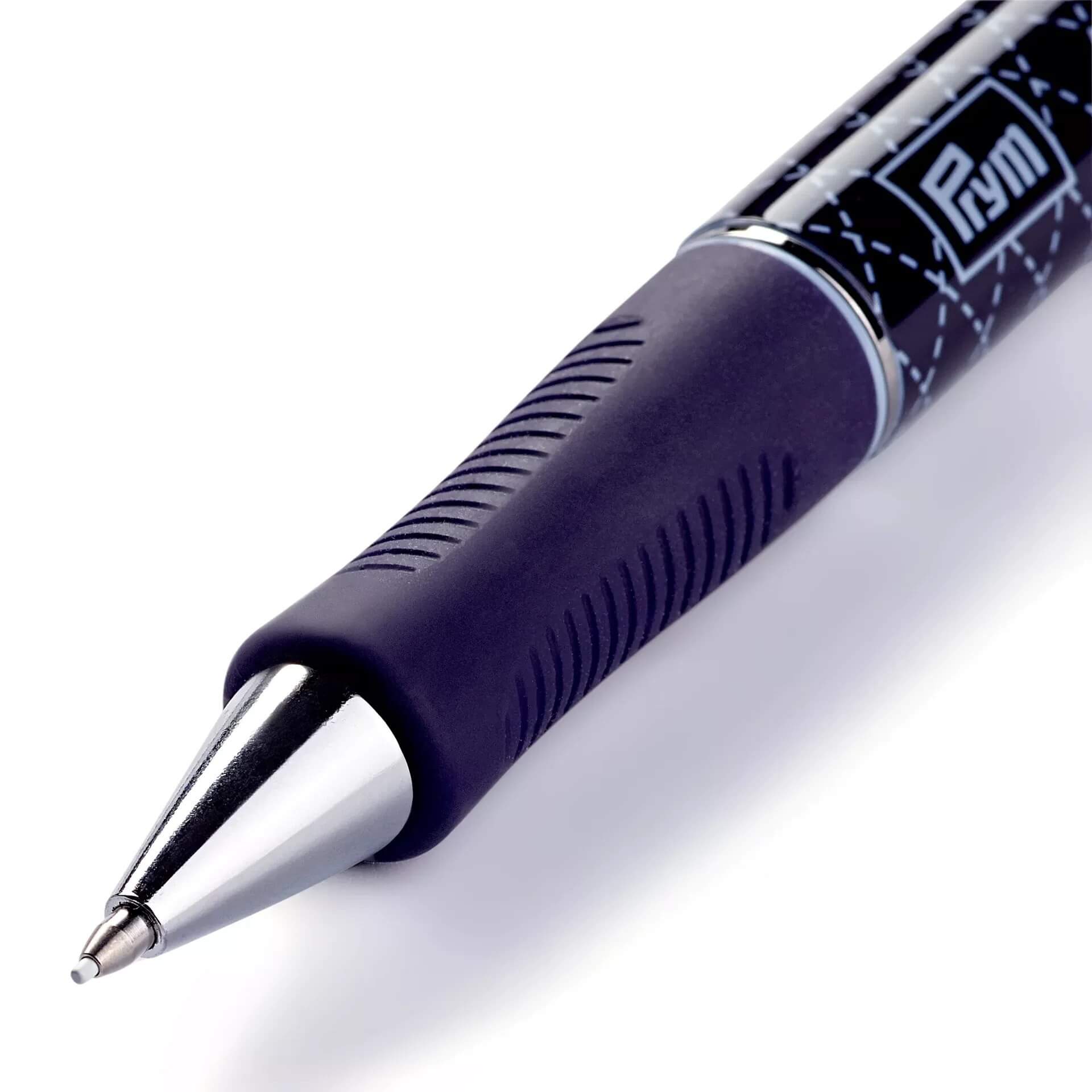 Stylo à mines craie Prym en utilisation sur velours noir trace blanche fine couture