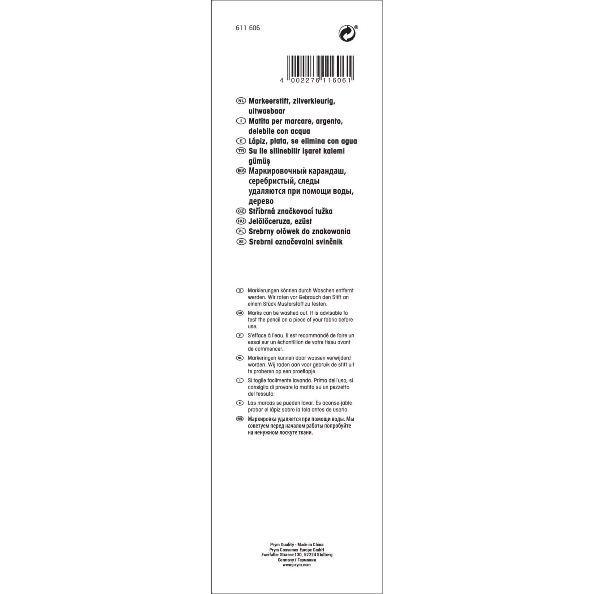 Crayon argent Prym tracé tissu foncé