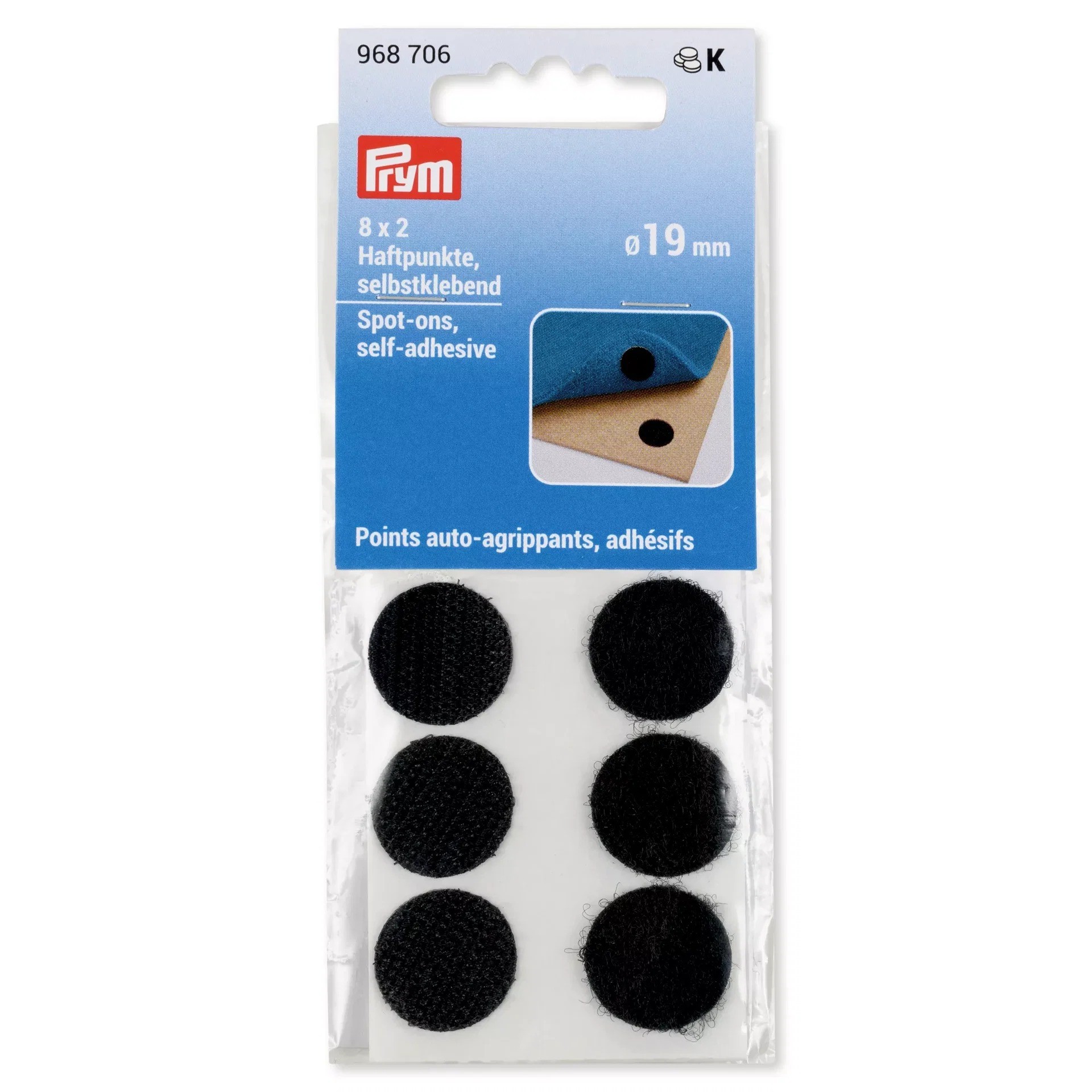 Points auto-agrippants Prym Ø19mm coloris noir, vue de détail